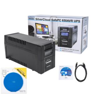 Balíček UPS SilverCloud SafePC 650AVR s napájením 360W a Sticky Pad Blue