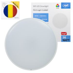 PNI D-Light CL2436T Wi-Fi LED stropní svítidlo, RGBW, 36W, stmívatelné s modrou lepící podložkou v ceně