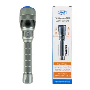 Svítilna PNI Adventure F810 s 138W LED, 3 úrovně svícení plus Turbo, 12000 lumenů, zoom, až 250 m, baterie