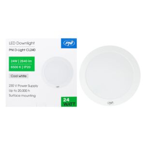 LED stropní svítidlo PNI D-Light CL240 24 W, kulaté 29 cm, 6500 K, napájení 230 V, 2640 lm, bílé