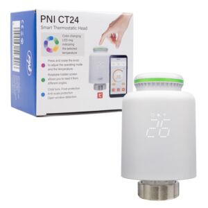 Chytrá termostatická hlavice PNI CT24 pro radiátor, mobilní aplikace Tuya Smart