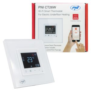 Chytrý termostat PNI CT26W WiFi elektrické podlahové vytápění nebo čerpací skupina, podlahový senzor součástí dodávky, 10A, m