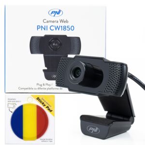Webkamera PNI CW1850 Full HD 1080P 2MP, USB, připínací modul a samolepicí podložka, v balení