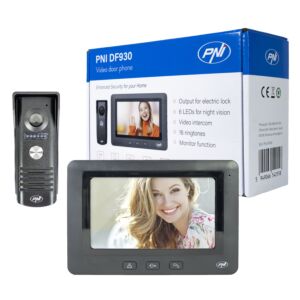 PNI DF930 video interkom s 1 monitorem, 7palcový LCD displej, 800x480, elektromagnetický výstup yala, černá