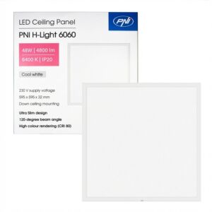 PNI H-Light 6060 48W LED panel, 600x600mm, 4800lm, 6400K, vnitřní, vestavěný