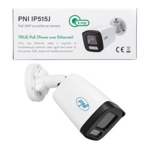 Video monitorovací kamera PNI IP515J POE, odrážka 5MP, 2,8 mm, pro venkovní, bílá