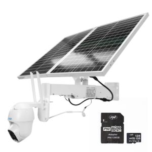 Sada kamerového systému PNI IP60 pro živý PTZ dohled se solárním panelem, 2MP, GSM 4G a kartou PNI MicroSD 128GB