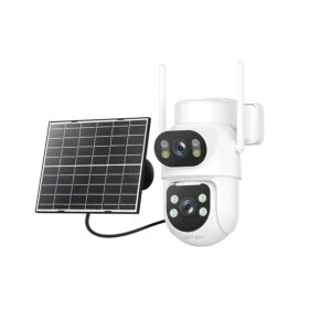 IP974S GSM 4G AOV video dohledová kamera, PTZ, duální objektiv 2MP + 2MP, 8W solární panel, 7800mAh bloková baterie