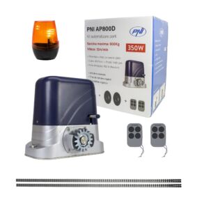 Sada pro automatizaci brány PNI AP800D obsahuje 4m motorový stojan, fotobuňky, dálkové ovládání, lampu, 230V vývoj 1100 N a 8