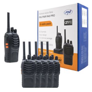 Sada 6 přenosných rádiových stanic PNI PMR R40 PRO včetně baterií, nabíječek a sluchátek
