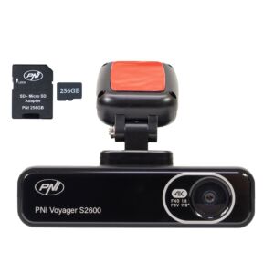 Součástí je balíček DVR kamery PNI Voyager S2600, WiFi, 4K Ultra HD, GPS a 256GB microSD paměťová karta