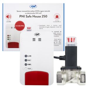 Sada PNI Safe House Dual Gas 250 se senzorem oxidu uhelnatého (CO) a zemním plynem a elektromagnetickým ventilem