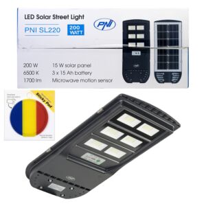 Sada pouličních lamp PNI SL220 200W s vestavěným solárním panelem + dárková samolepicí podložka s vlajkou
