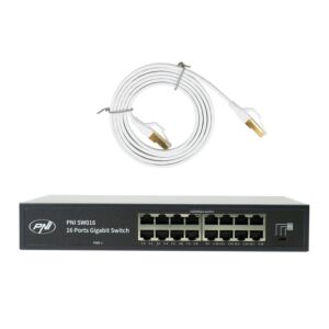 Přepínač PNI SW016, 16 x 10/100/1000 Mbps, Gigabit, kovové pouzdro a 1,5m CAT8 patch PNI U8015W