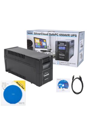 Balíček UPS SilverCloud SafePC 650AVR s napájením 360W a Sticky Pad Blue