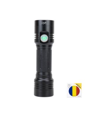 Součástí je balení hliníkové svítilny PNI Adventure F200 s dvojitou LED diodou, baterie 4000mAh a lepící podložka s vlajkou