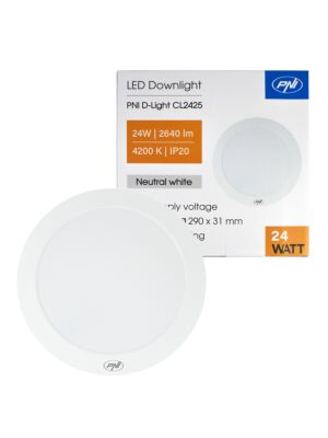 LED stropní svítidlo PNI D-Light CL2425 24 W, kulaté, 4200 K, napájení 230 V, 2640 lm, neutrální bílá, průměr 29 cm