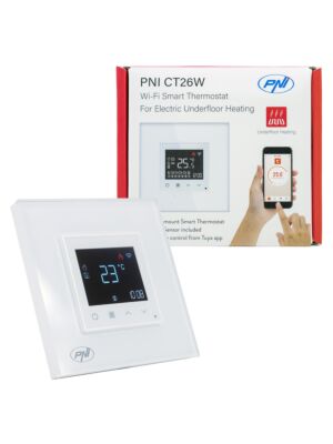 Chytrý termostat PNI CT26W WiFi elektrické podlahové vytápění nebo čerpací skupina, podlahový senzor součástí dodávky, 10A, m