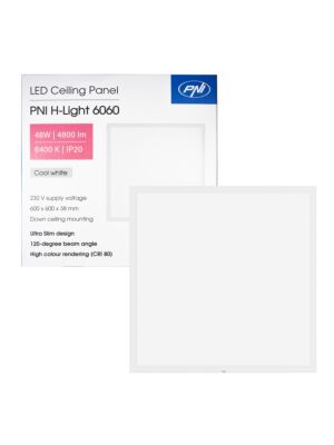 PNI H-Light 6060 48W LED panel, 600x600mm, 4800lm, 6400K, vnitřní, vestavěný