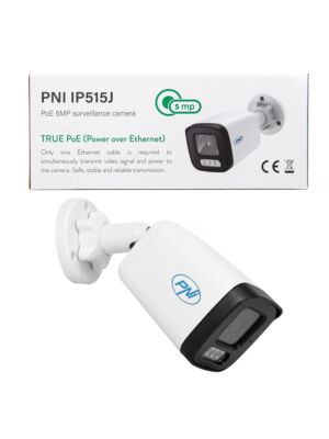 Video monitorovací kamera PNI IP515J POE, odrážka 5MP, 2,8 mm, pro venkovní, bílá