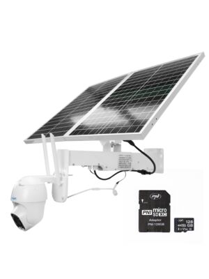 Sada kamerového systému PNI IP60 pro živý PTZ dohled se solárním panelem, 2MP, GSM 4G a kartou PNI MicroSD 128GB