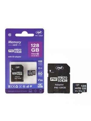 Paměťová karta MicroSD PNI 128GB s adaptérem SD, Class 10, 80 Mb/s, V30