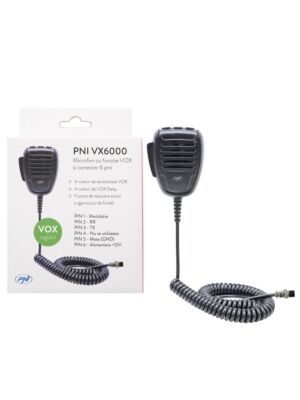 Mikrofon PNI VX6000 s funkcí VOX, se 6 piny, pro rozhlasové stanice CB