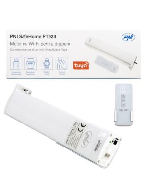 Chytrý motor na závěsy, závěsy PNI SafeHome PT923 WiFi, s přiloženým dálkovým ovládáním, ovládané pomocí aplikace Tuya 