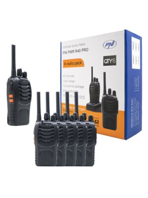 Sada 6 přenosných rádiových stanic PNI PMR R40 PRO včetně baterií, nabíječek a sluchátek