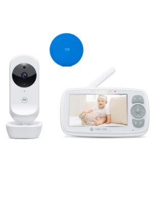 Balení Video chůvička Motorola VM34 se 4,3palcovou obrazovkou + lepicí podložka modrá
