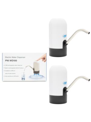 Balení 2bc Elektrická pumpa na láhev na vodu PNI WD100 nabíjení přes USB-C, baterie 800 mAh, výkon 4W