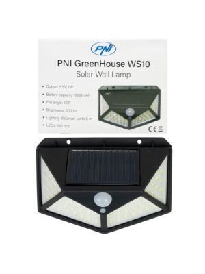 LED solární lampa PNI GreenHouse WS10 montáž na stěnu