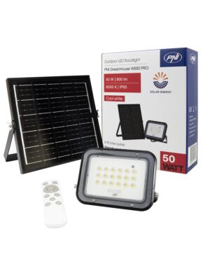 LED reflektor PNI GreenHouse WS50 PRO 50W se solárním panelem 6W, akumulátorem 5000mAh, 800lm, dálkovým ovládáním, časováním a regulací jasu.